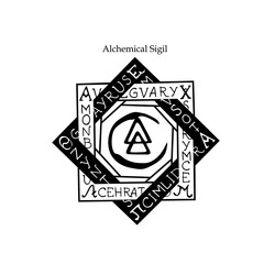 Wall Mural - magical alchemical seal with letters and alchemical symbols