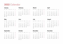 Pocket Calendar On 2021 Year. Horizontal View. Week Starts From Sunday. Vector Template Calendar For Business On White Background.