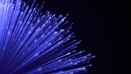 Wall Mural - optical fiber sheaf abstract background. glowing bundle of optic cables