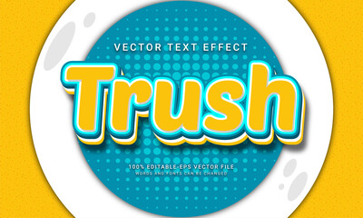 Wall Mural - Trush editable text effect with yellow color