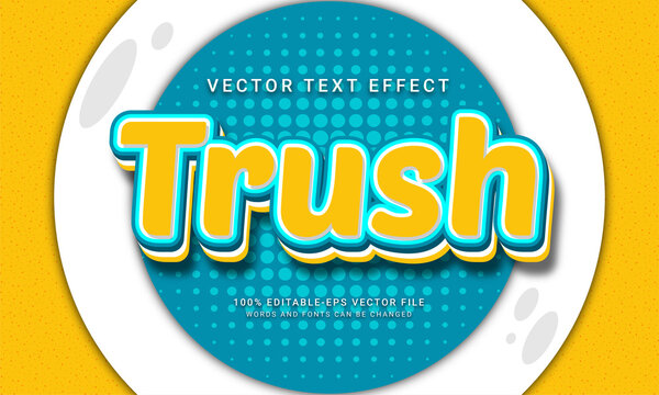 Trush editable text effect with yellow color