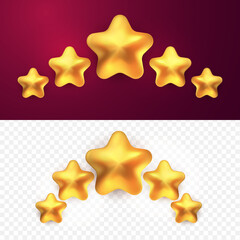 Wall Mural - 3d five gold stars customer product rating review cartoon style
