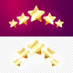 Wall Mural - 3d five gold stars customer product rating review