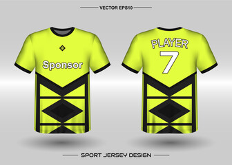 Wall Mural - T-shirt sport vector design template, Soccer jersey mockup for football club. uniform front and back view. Clothing Men adult. Can use for printing, branding logo team, squad, match event, tournament