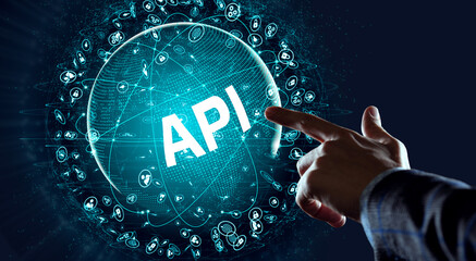 API - Application Programming Interface. Software development tool. Business, modern technology, internet and networking concept