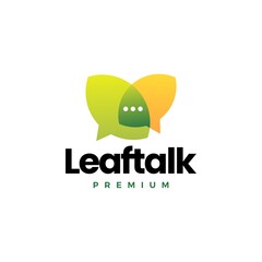 Canvas Print - leaf talk chat bubble forum logo vector icon illustration