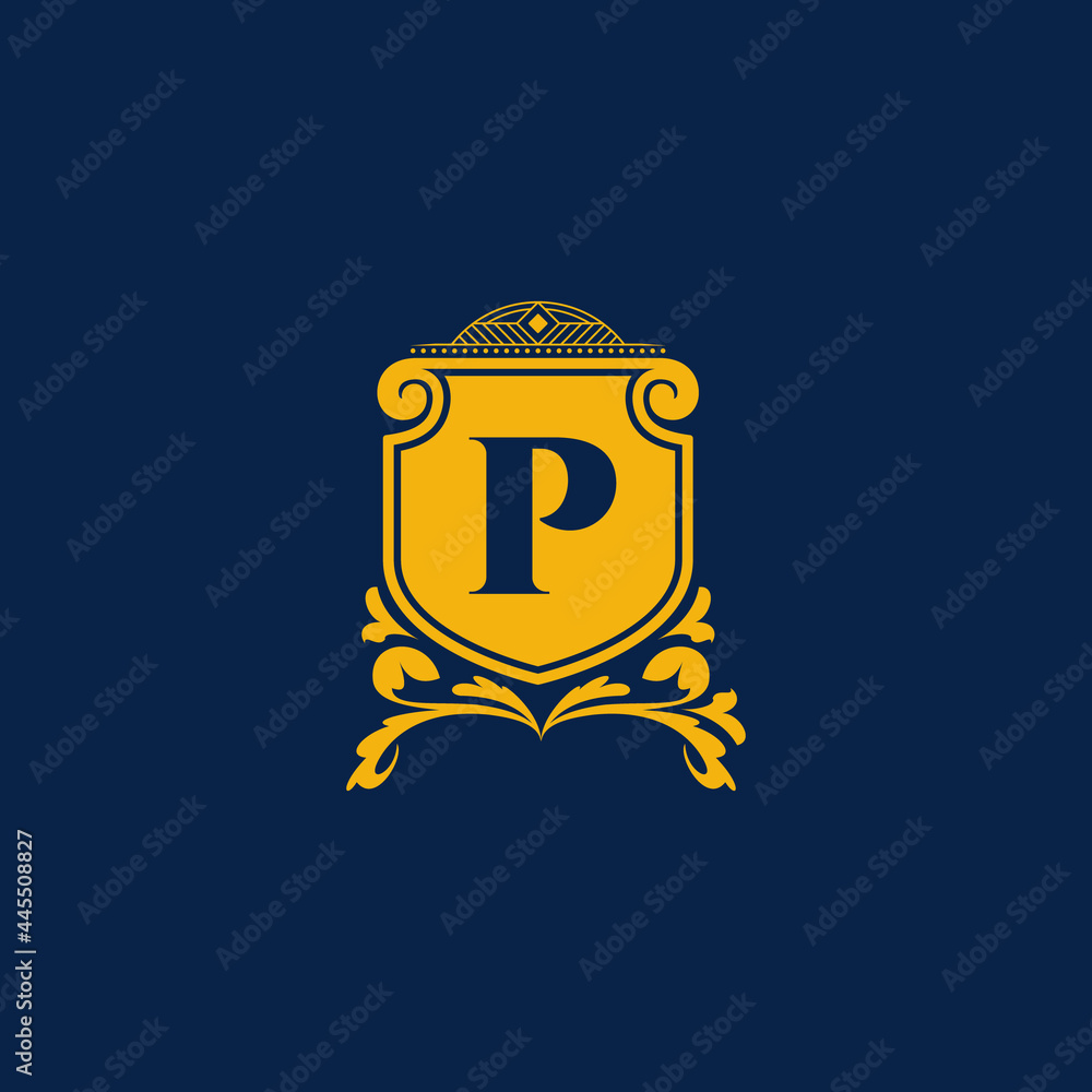 P Letter Initial with Royal Template. Elegant with crown logo vector ...