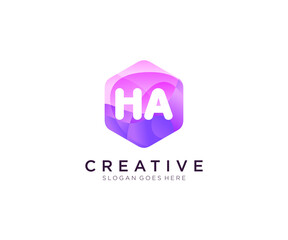 HA initial logo With Colorful Hexagon Modern Business Alphabet Logo template vector.