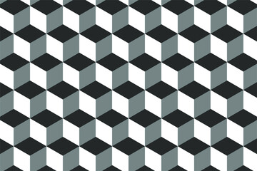 3d background, optical illusion of three colors: gray, white and black