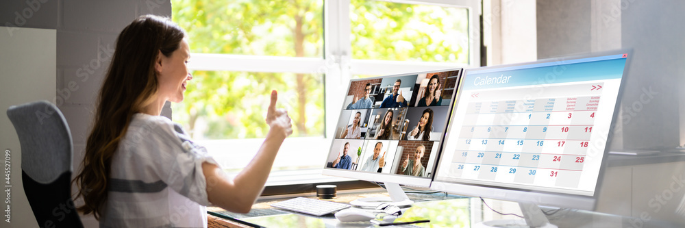 Online Training Video Conferencing Business Webinar - obrazy, fototapety, plakaty 
