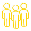 Handgezeichnete Menschengruppe in gelb