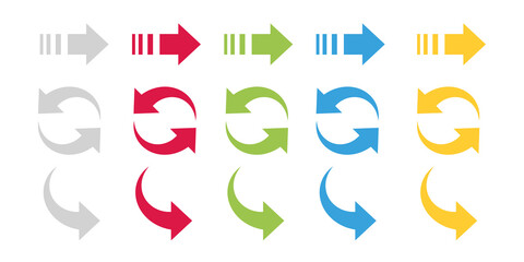 Wall Mural - arrow icon set. up, right, left, round curve arrow button symbol. cursor sign. modern design colorfu