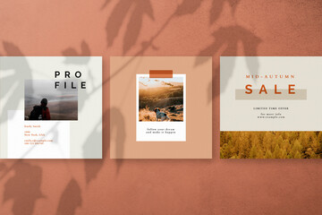 Wall Mural - autumn color tone social media blog template vector