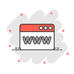 Wall Mural - website domain icon in comic style. www internet address cartoon vector illustration on white isolat