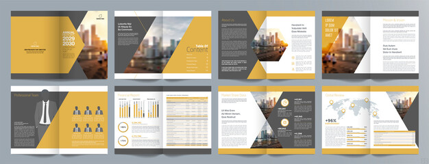 Wall Mural - Corporate business presentation guide brochure template, Annual report, 16 page minimalist flat geometric business brochure design template, A4 size.