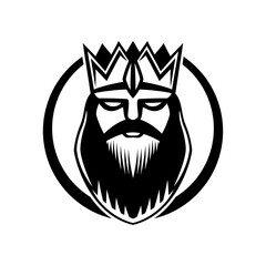 Wall Mural - King with crown round icon on white background.