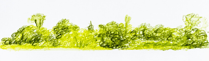 Sticker - hand-drawn sketch of green bushes on summer day