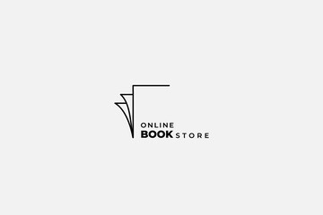 open book logo in linear style design for bookstore, book company, publisher, encyclopedia, library,