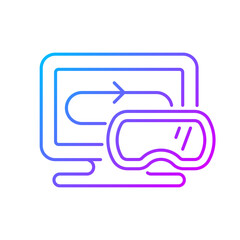 Poster - VR games gradient linear vector icon. Modern genre of video games. Realistic first person action gameplay. Thin line color symbols. Modern style pictogram. Vector isolated outline drawing