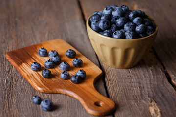 Wall Mural - blueberry at the wooden  background