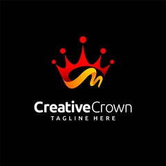 Poster - Creative crown logo design, letter M concept