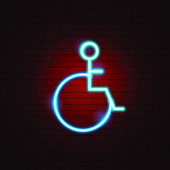Wall Mural - Disabled Neon Sign. Vector Illustration of Disability Promotion.
