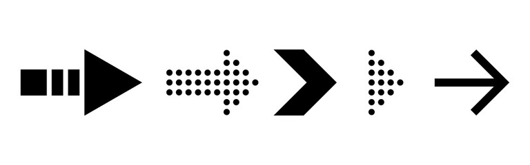 Canvas Print - arrows icons. simple black arrow on white background. pointer right direction. click next template i