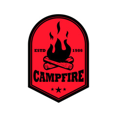 Wall Mural - emblem template with campfire. design element for greeting card, t shirt, poster. vector illustratio
