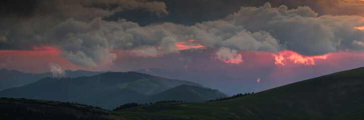 Wall Mural - Summer landscape of Parang Mountains in Romania, Europe