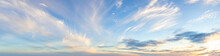 Panoramic View Of Colorful Cloudscape During Dramatic Sunset. Taken Near Vancouver, British Columbia, Canada. Nature Background Panorama