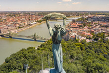 Hungary - Budapest And The Citadel With Liberty Satue From Drone View