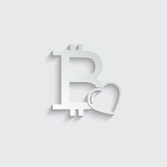 Poster - paper Bitcoin sign. Cryptocurrency symbol. cryptocurrency icon.  Blockchain-based secure cryptocurrency. Vector icon for web site design, app. 