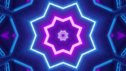 Poster - Futuristic background with geometric shapes and glowing blue neon lights