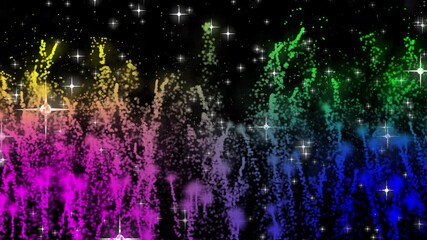 Wall Mural - abstract glowing blurred sparklers. particles of different colors in the black night sky against the