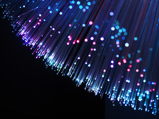 optical fiber lamp, colored optical fibers, night lights, futuristic neon color style party, new retro, colored lights