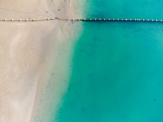 Wall Mural - Sea Aerial view, Top view,amazing nature background.The color of the water and beautifully bright. Azure beach  at sunny day.flying drone,sea view