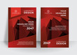 © SyahCreation - Business book cover design template in red color theme. Modern annual report design. Corporate cover design or brochure template background for business design. modern business flier layout template
