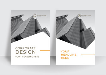 Business book cover design template in orang color theme. Modern annual report design. Corporate cover design or brochure template background for business design. modern business flier layout template