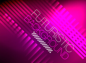 Bright neon color techno abstract background, shiny glowing neon lines in the dark background