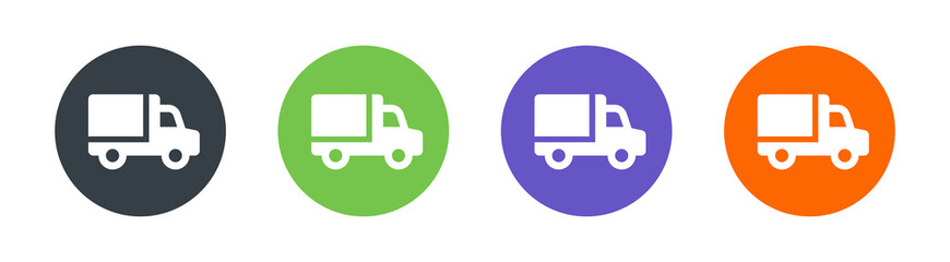 Wall Mural - Shipping delivery truck icon sign on circle button. Truck delivery symbol. Transportation concept