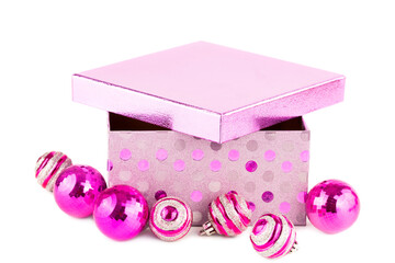 Poster - Christmas gift box and balls