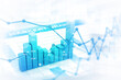 © Crystal light - Economical stock market graph on business background. 3d illustration