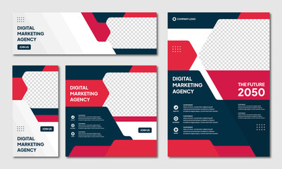 Wall Mural - editable instagram post template modern background. promotional web banner for company business. pro