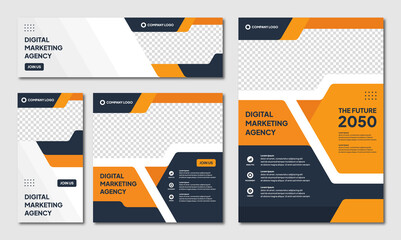 Wall Mural - editable instagram post template modern background. promotional web banner for company business. pro