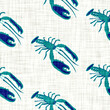 Aegean teal lobster linen nautical texture background. Summer coastal living style home decor. Under the sea life cmaterial. Whimsical turquoise blue dyed textile seamless pattern.