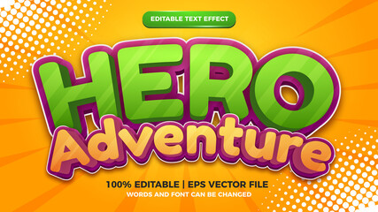 Canvas Print - hero adventure cartoon comic 3d editable text style effect template