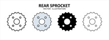 Rear Chain Wheel Gear Sprocket Vector Icon Design. Car Motorcycle Spare Part Replacement Service.