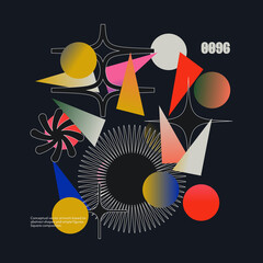 Abstract art geometrical poster design layout with text and graphics