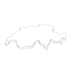 Wall Mural - Switzerland - 3D black thin outline silhouette map of country area. Simple flat vector illustration.