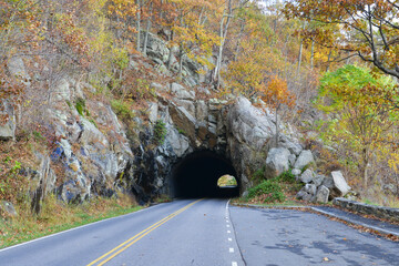 Wall Mural - Mary's Rock Tunnel in autumn foliage in Shenandoah National Park - Virginia, United States